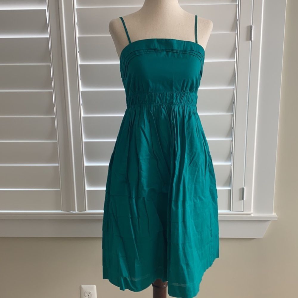 Anthropologie | sz 4 vintage Maeve deep teal layered fit and flare dress - Picture 1 of 13